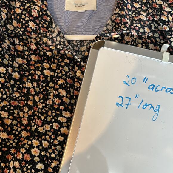 Birds of Paradis Trovata Shirt Womens Small Floral Corduroy Button Up Top - Picture 10 of 10